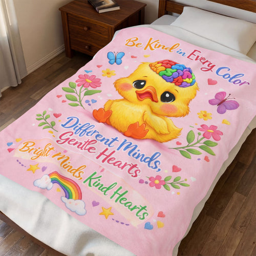 Be Kind In Every Color Duck Plush Blanket