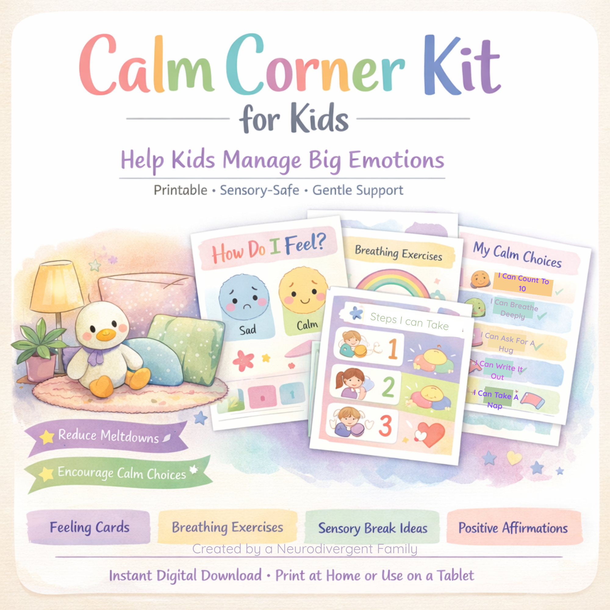 Calm Corner Kit for Kids | Printable Emotional Regulation Toolkit